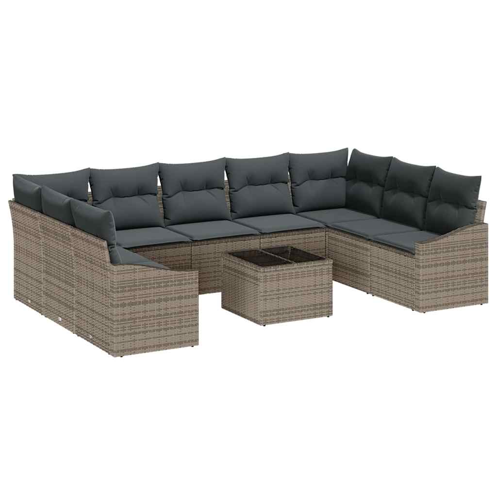 8721288358295_wbg-an-m_en_hd_5 vidaXL Garden Dining Set with Cushion with Storage 10 pcs Light Grey - Image 2