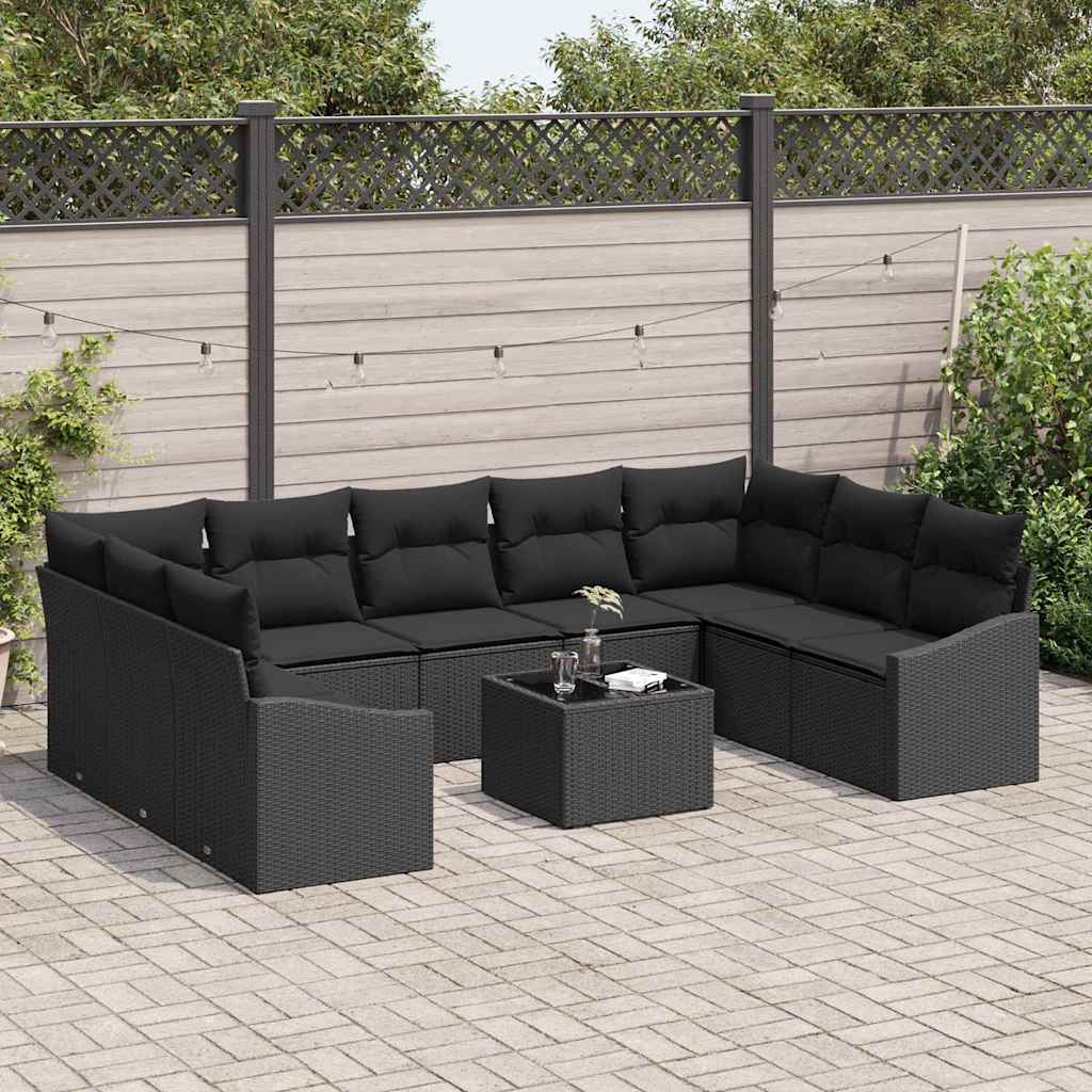 8721288358332_mo-im_en_hd_2 vidaXL Garden Dining Set with Cushion with Storage 10 pcs Black - Image 3
