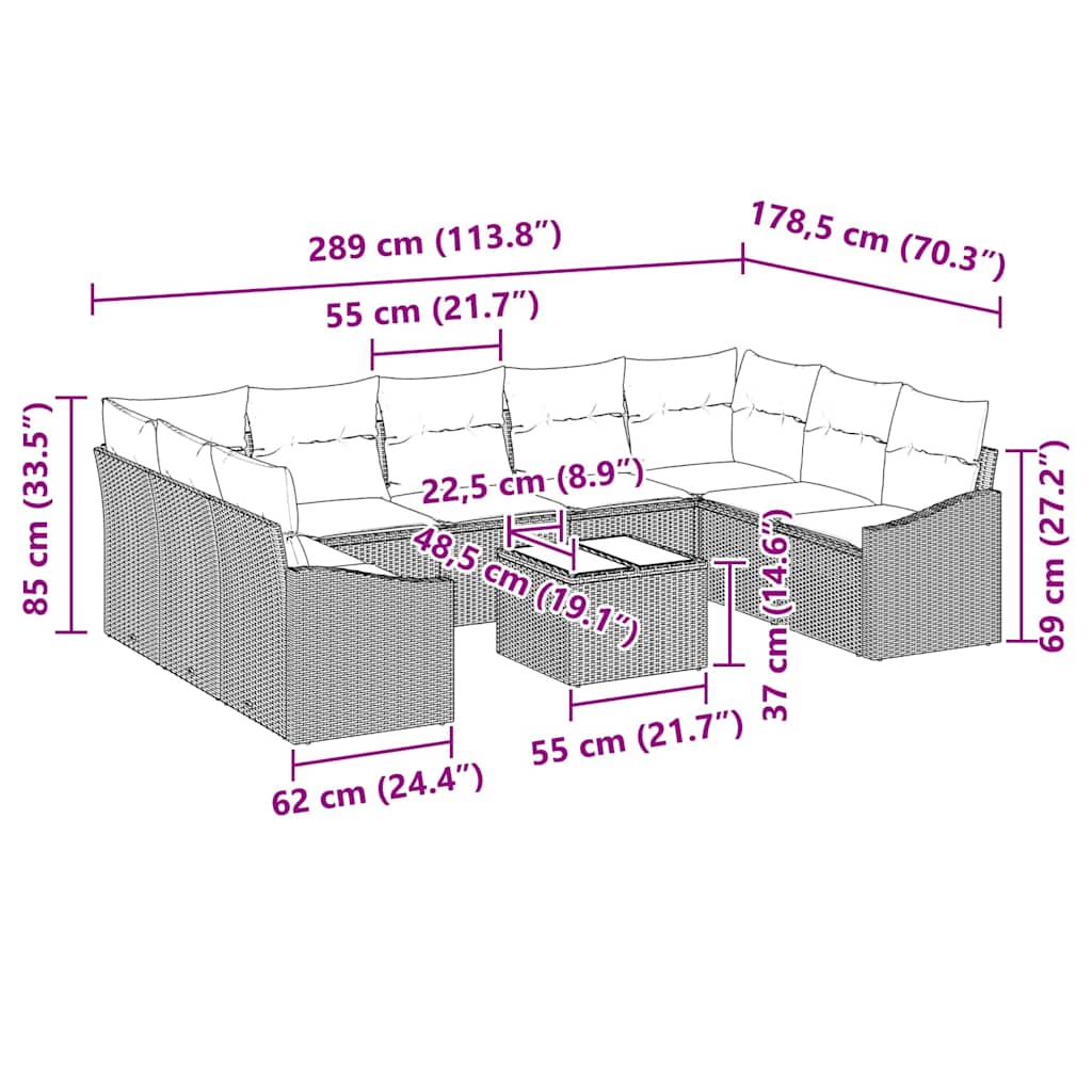 8721288358332_wbg-siz_en_hd_1 vidaXL Garden Dining Set with Cushion with Storage 10 pcs Black - Image 13