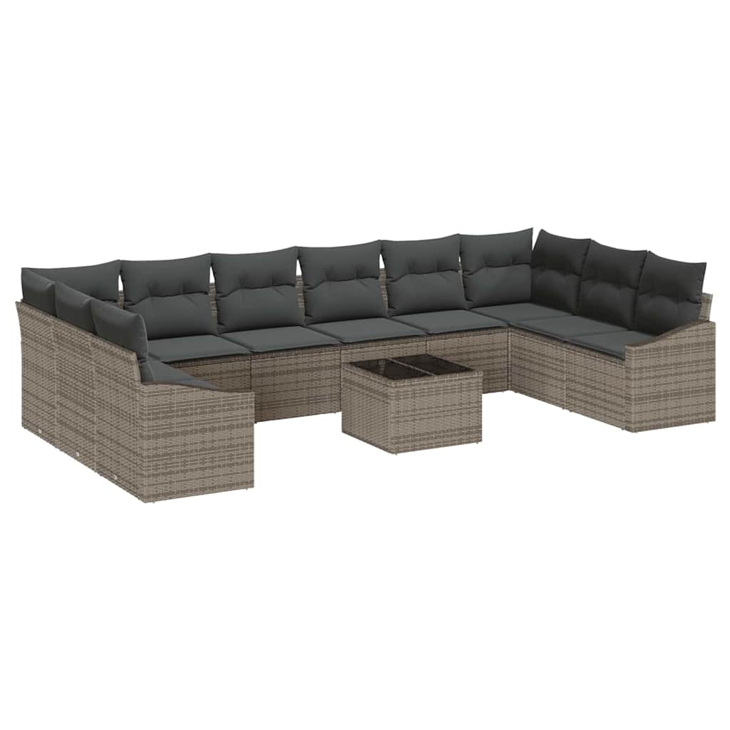 8721288358493_wbg-an-m_en_hd_5 vidaXL Garden Dining Set with Cushion with Storage 11 pcs Light Grey - Image 2