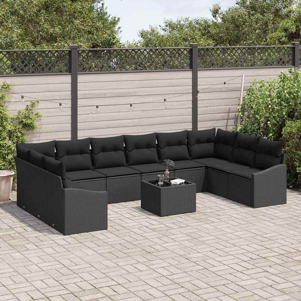 8721288358530_mo-im_en_hd_2 vidaXL Garden Dining Set with Cushion with Storage 11 pcs Black - Image 3
