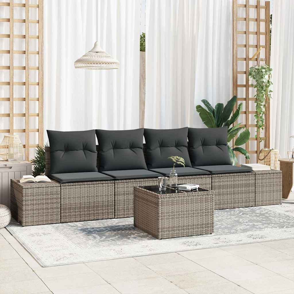 vidaXL Garden Sofa Set with Cushion Manual 5 pcs Grey 55 x 55 x 37 cm