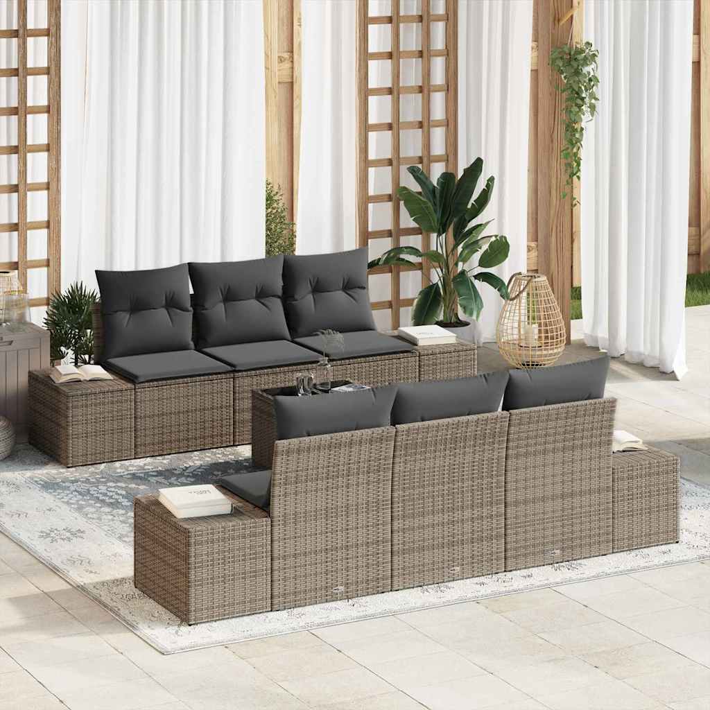 8721288358899_mo-im_en_hd_1 vidaXL Garden Sofa Set with Cushion Manual 7 pcs Grey 55 x 55 x 37 cm - Image 1
