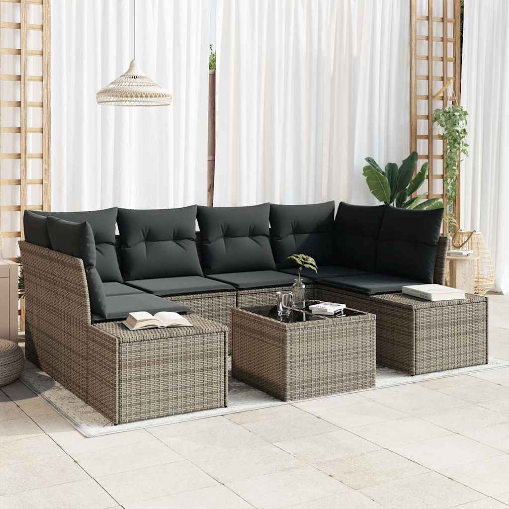 8721288358998_mo-im_en_hd_1 vidaXL Garden Sofa Set with Cushion Manual 7 pcs Grey 55 x 55 x 37 cm - Image 1