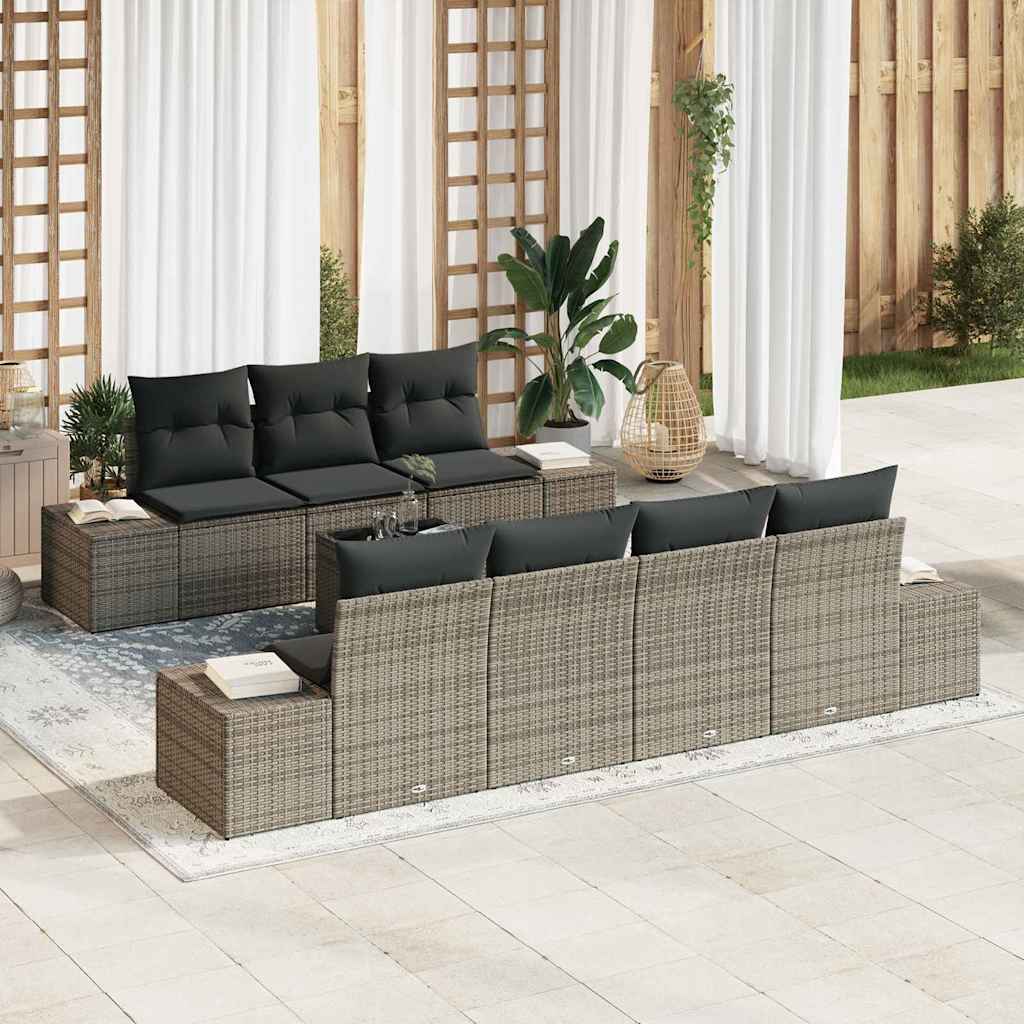 vidaXL Garden Sofa Set with Cushion Manual 8 pcs Grey 55 x 55 x 37 cm