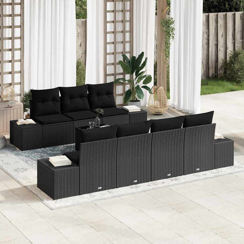 vidaXL Garden Sofa Set with Cushion Manual 8 pcs Black 55 x 55 x 37 cm