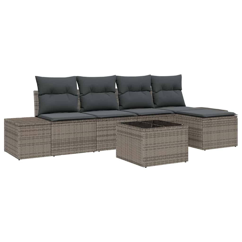8721288359698_wbg-an-m_en_hd_5 vidaXL Garden Sofa Set with Cushion with Storage 6 pcs Light Grey - Image 2