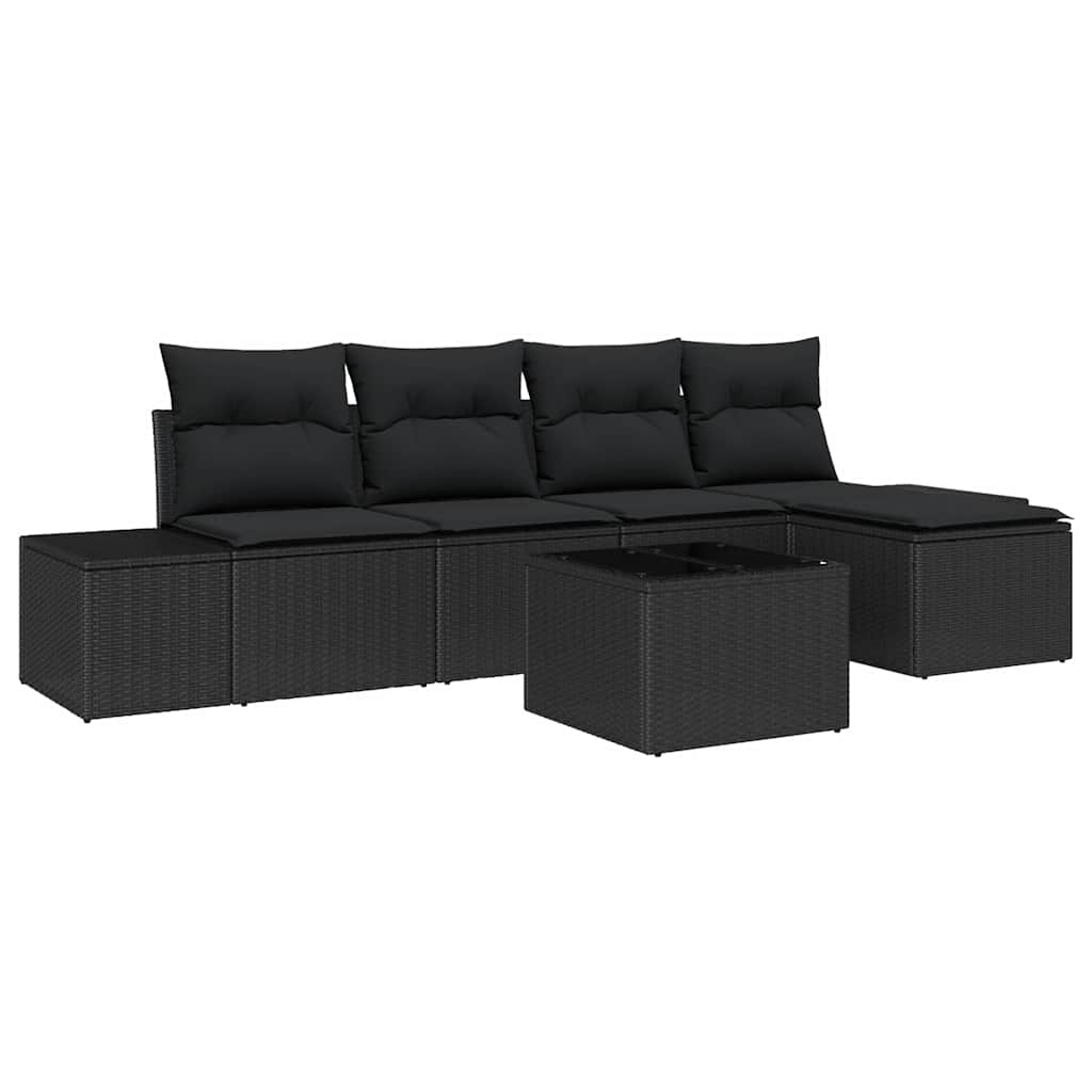 8721288359735_wbg-an-m_en_hd_5 vidaXL Garden Sofa Set 6 pcs Black Poly Rattan and Powder-Coated Steel - Image 2