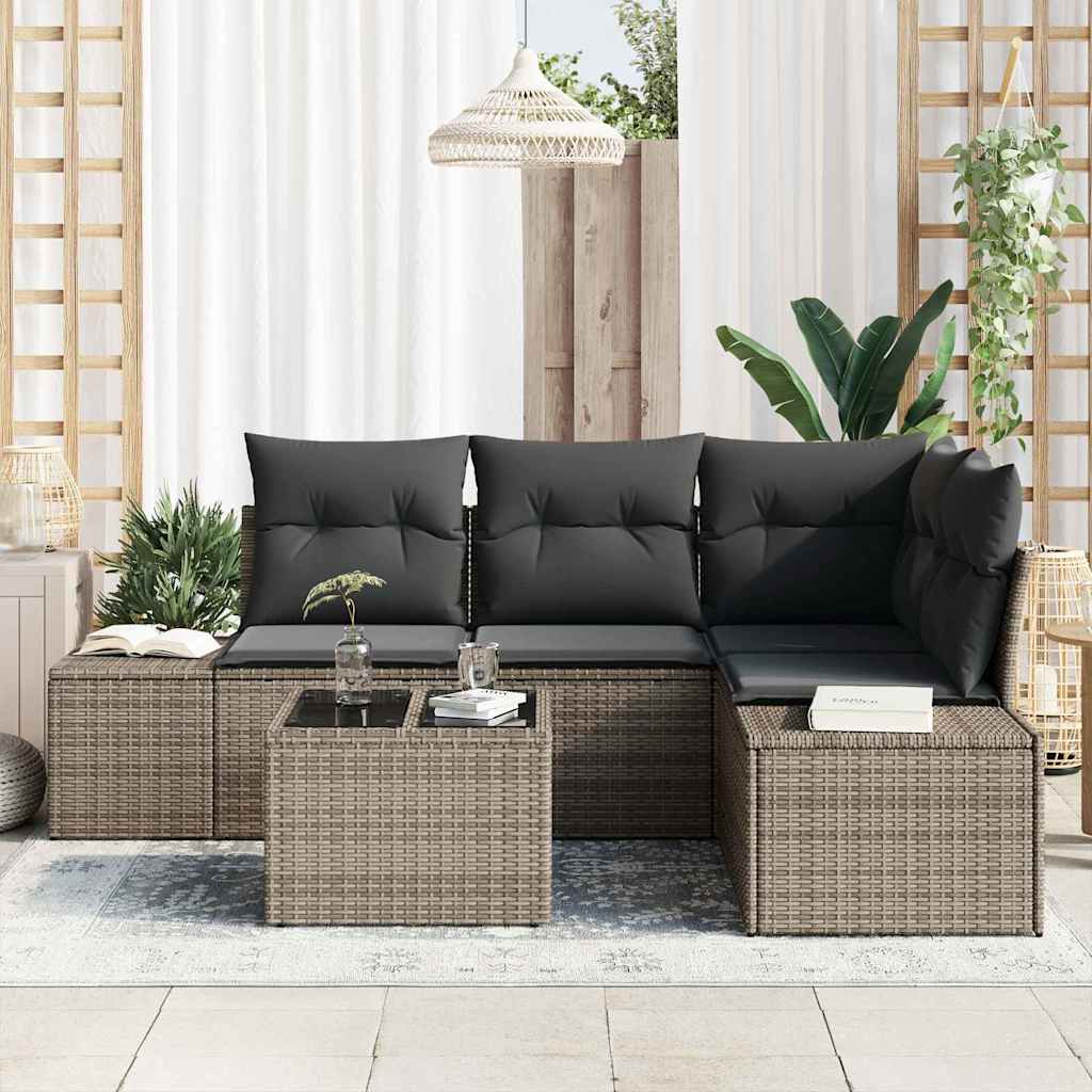 8721288359896_mo-im_en_hd_2 vidaXL Garden Sofa Set with Cushion with Storage 5 pcs Light Grey - Image 3