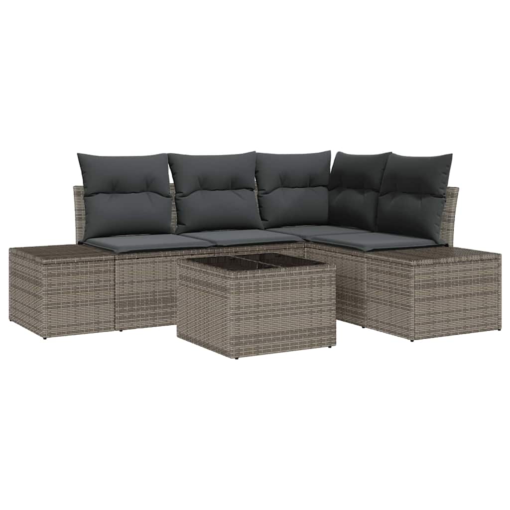 8721288359896_wbg-an-m_en_hd_5 vidaXL Garden Sofa Set with Cushion with Storage 5 pcs Light Grey - Image 2