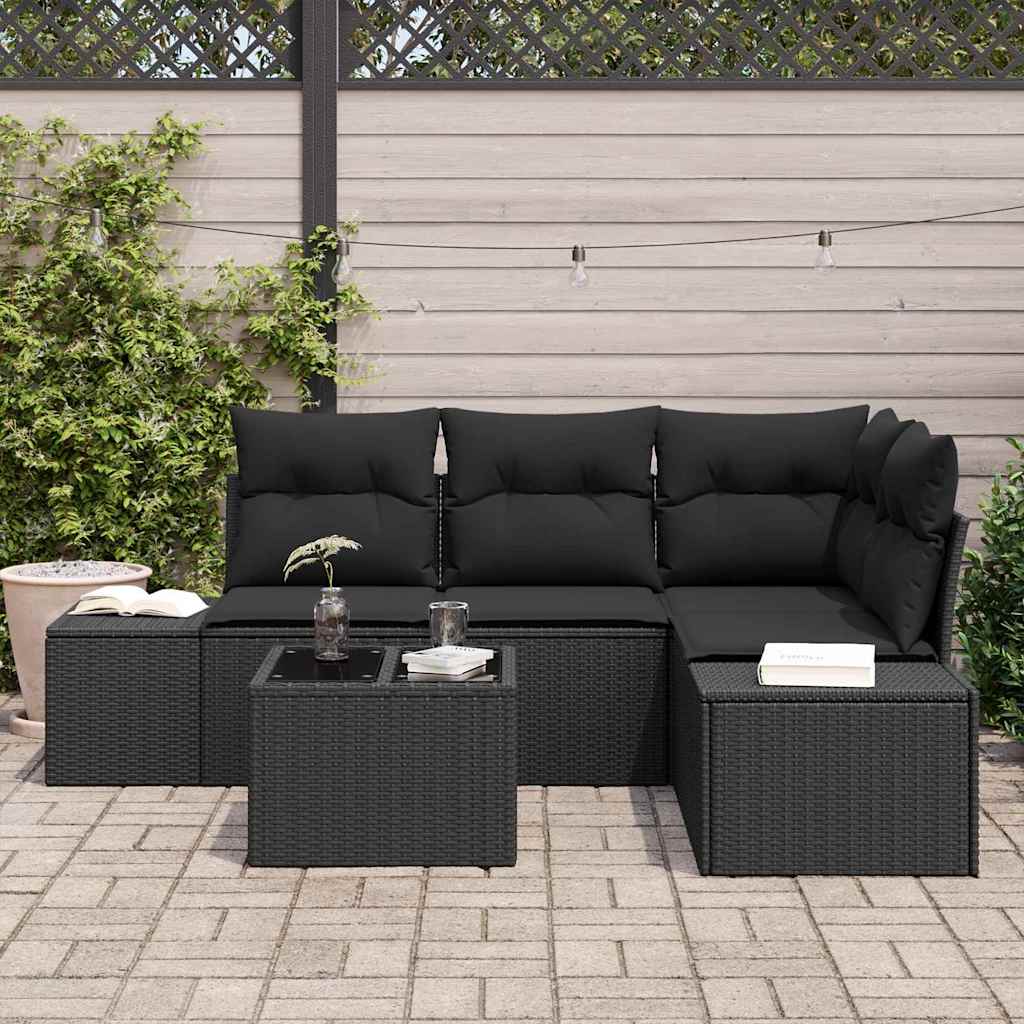 8721288359933_mo-im_en_hd_2 vidaXL Garden Sofa Set 5 pcs Black Poly Rattan and Powder-Coated Steel - Image 3