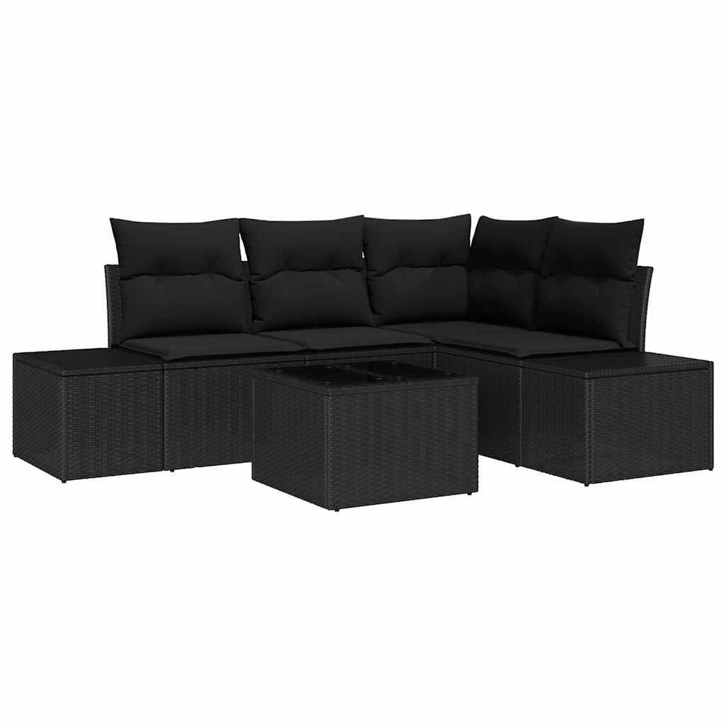 8721288359933_wbg-an-m_en_hd_5 vidaXL Garden Sofa Set 5 pcs Black Poly Rattan and Powder-Coated Steel - Image 2