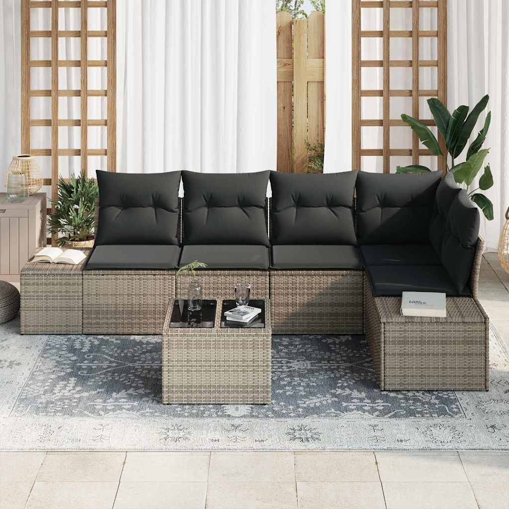 8721288360090_mo-im_en_hd_2 vidaXL Garden Sofa Set with Cushion with Storage 6 pcs Light Grey - Image 3