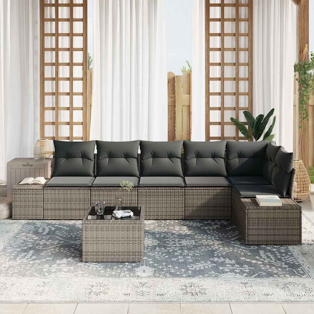 8721288360298_mo-im_en_hd_2 vidaXL Garden Sofa Set with Cushion with Storage 7 pcs Light Grey - Image 3