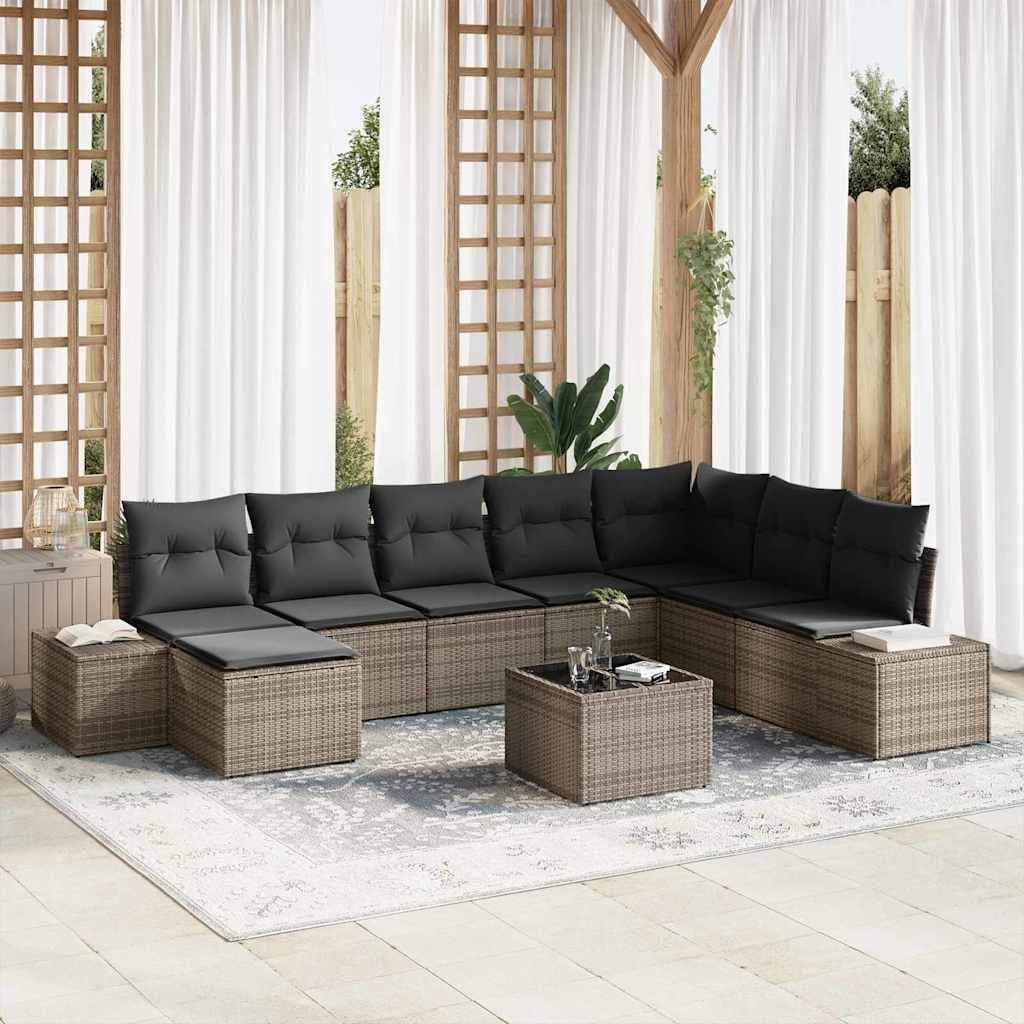 8721288361295_mo-im_en_hd_1 vidaXL Garden Sofa Set 9 pcs Grey 319 x 209 x 85 cm Poly rattan - Image 1