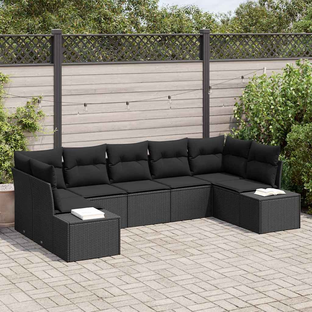 vidaXL Garden Sofa Set 7 pcs Black 289 x 154 x 85 cm Poly rattan