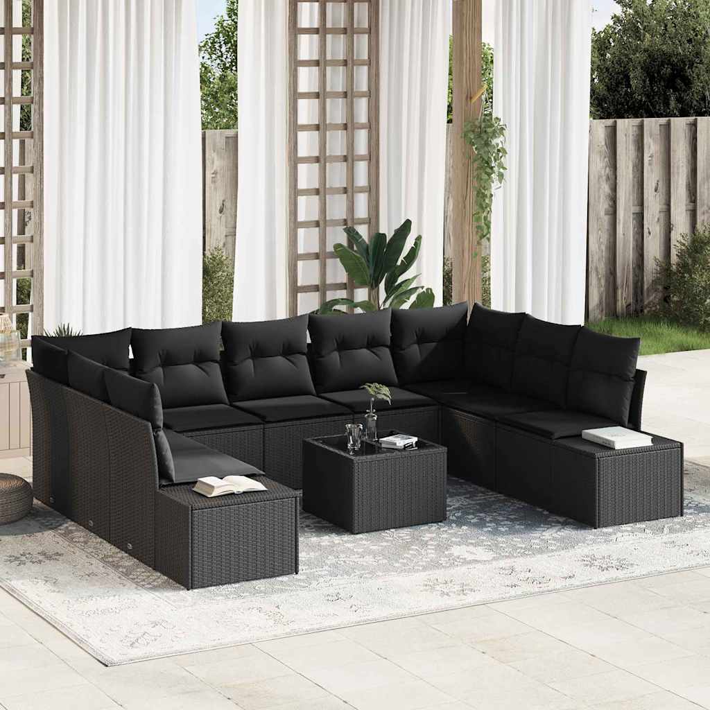 vidaXL Garden Sofa Set 10 pcs Black 289 x 209 x 85 cm Poly rattan