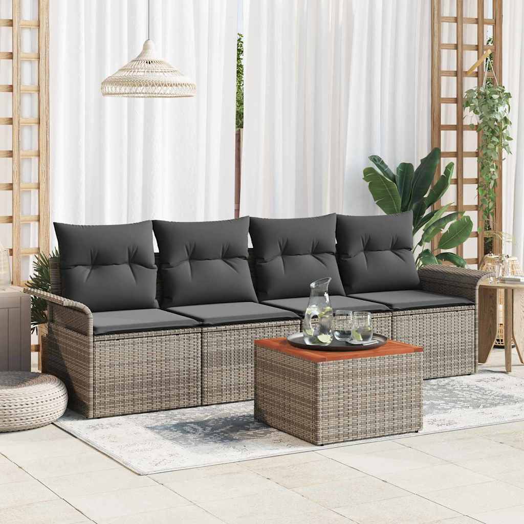 vidaXL Garden Sofa Set with Cushion Manual 5 pcs Grey 55 x 55 x 37 cm