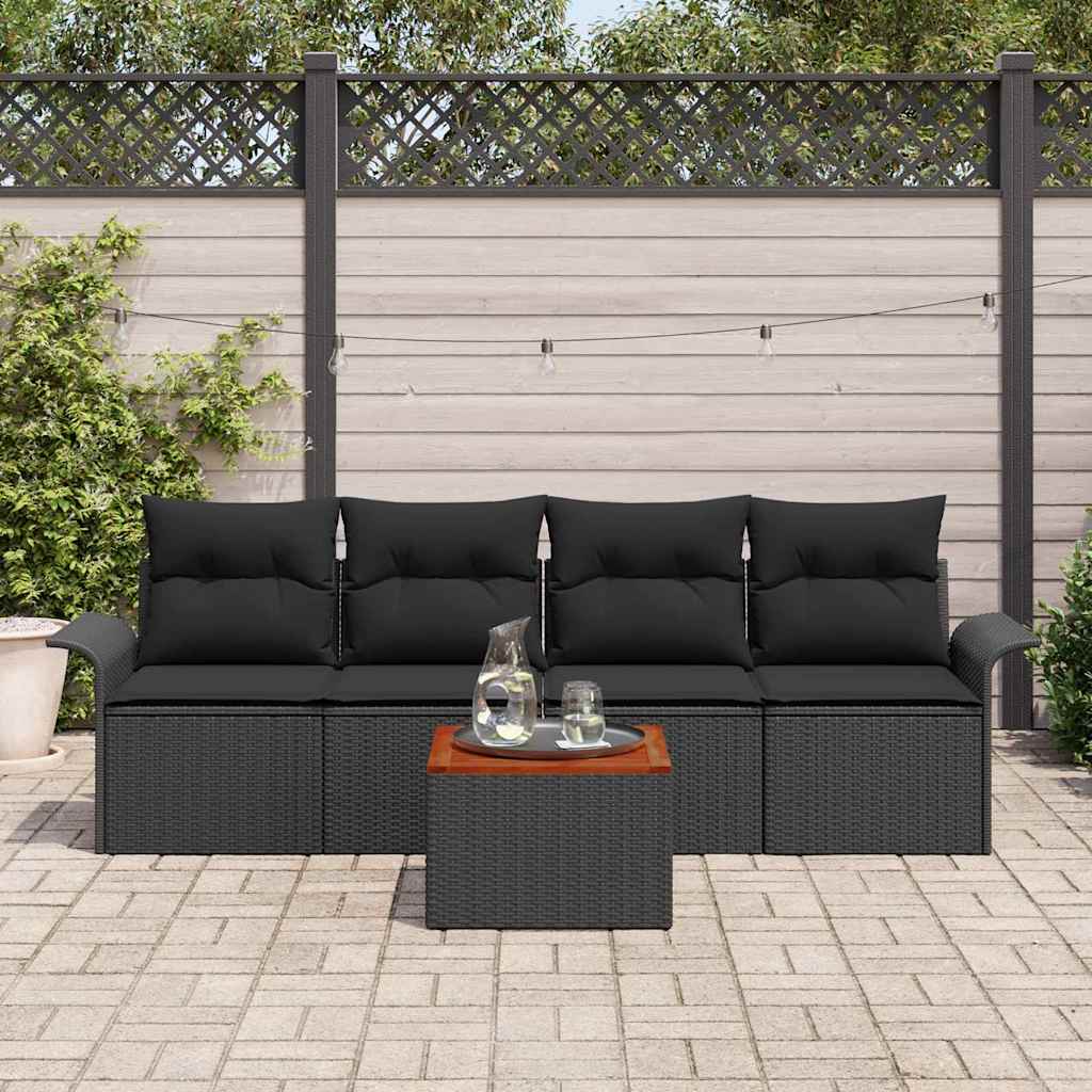vidaXL Garden Sofa Set with Cushion Manual 5 pcs Black 55 x 55 x 37 cm