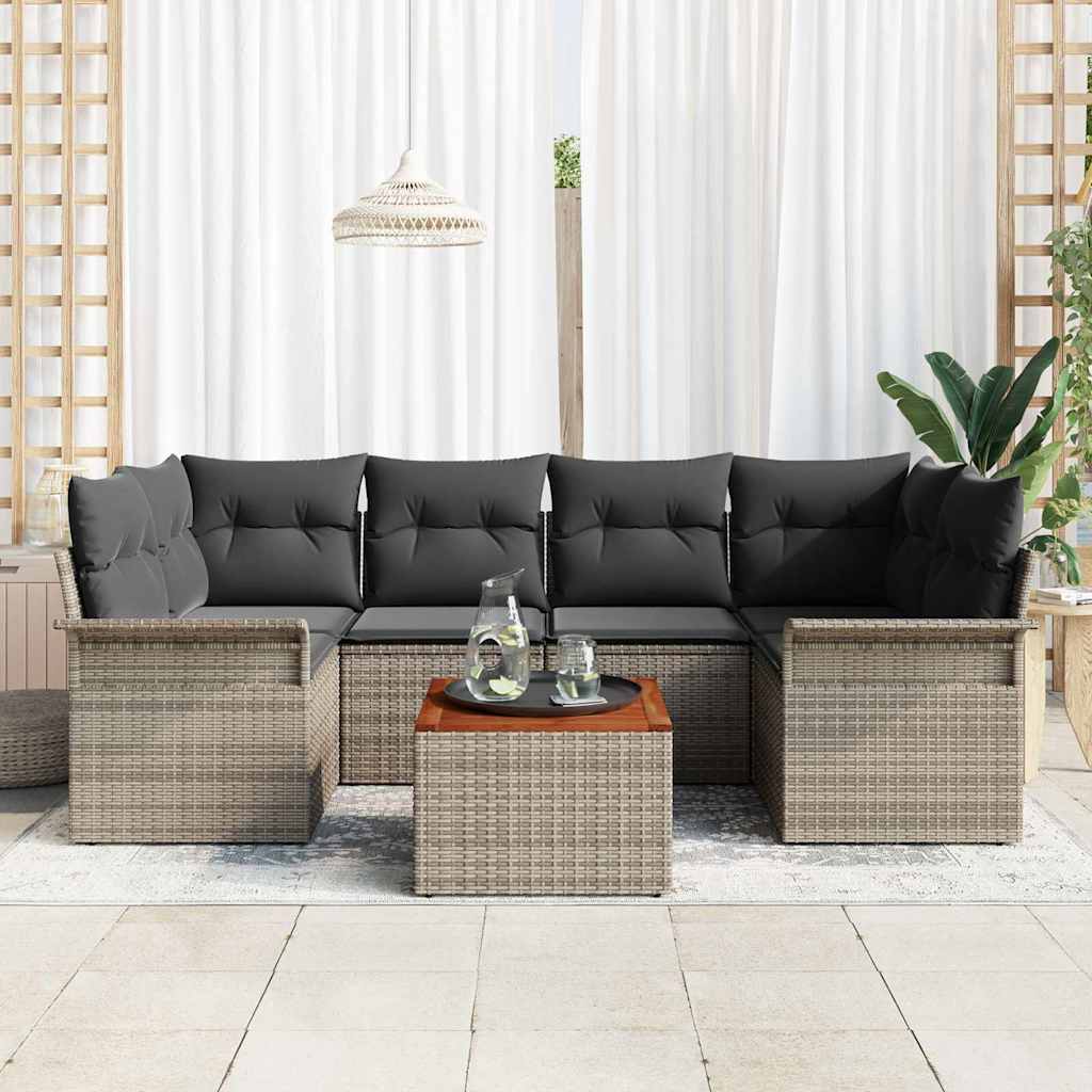 8721288362193_mo-im_en_hd_2 vidaXL Garden Sofa Set with Cushion Manual 7 pcs Grey 55 x 55 x 37 cm - Image 1