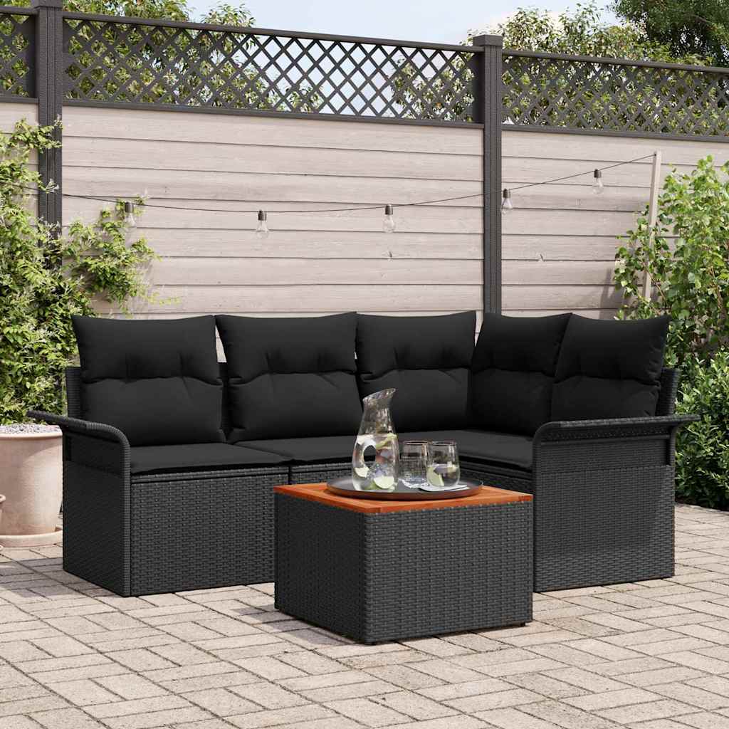 8721288362643_mo-im_en_hd_1 vidaXL Garden Sofa Set with Cushion Manual 5 pcs Black 55 x 55 x 37 cm - Image 1