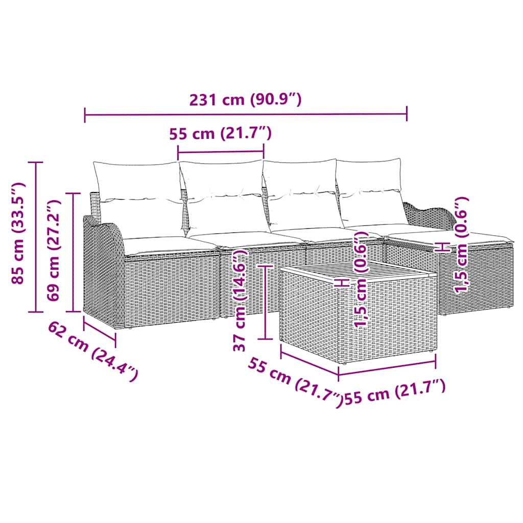 8721288363831_wbg-siz_en_hd_1 vidaXL Garden Sofa Set 6 pcs Black - Image 13