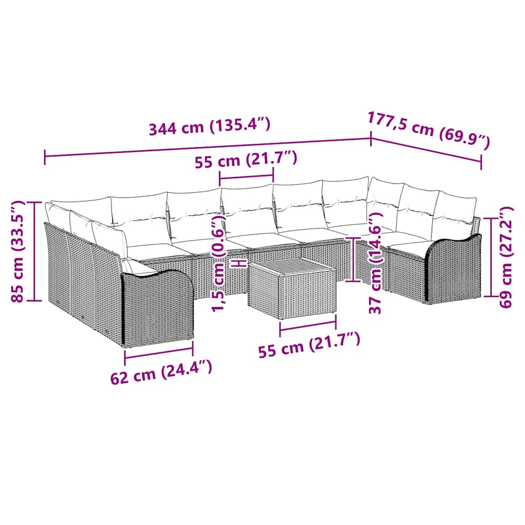 8721288364463_wbg-siz_en_hd_1 vidaXL Garden Sofa Set 11 pcs Black - Image 13
