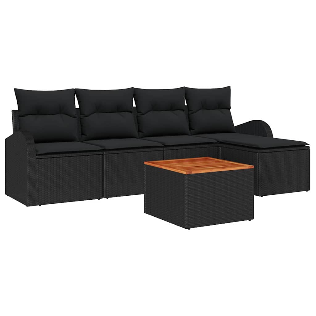 8721288365095_wbg-an-m_en_hd_5 vidaXL Garden Sofa Set 6 pcs Black - Image 2