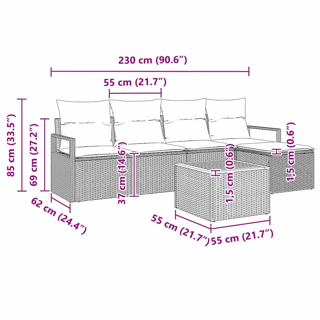 8721288366351_wbg-siz_en_hd_1 vidaXL Garden Sofa Set 6 pcs Black - Image 13