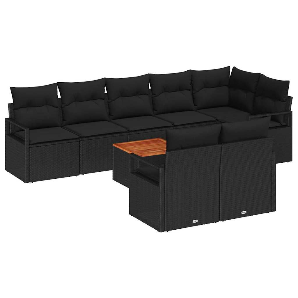 8721288366634_wbg-an-m_en_hd_5 vidaXL Garden Sofa Set 9 pcs Black - Image 2