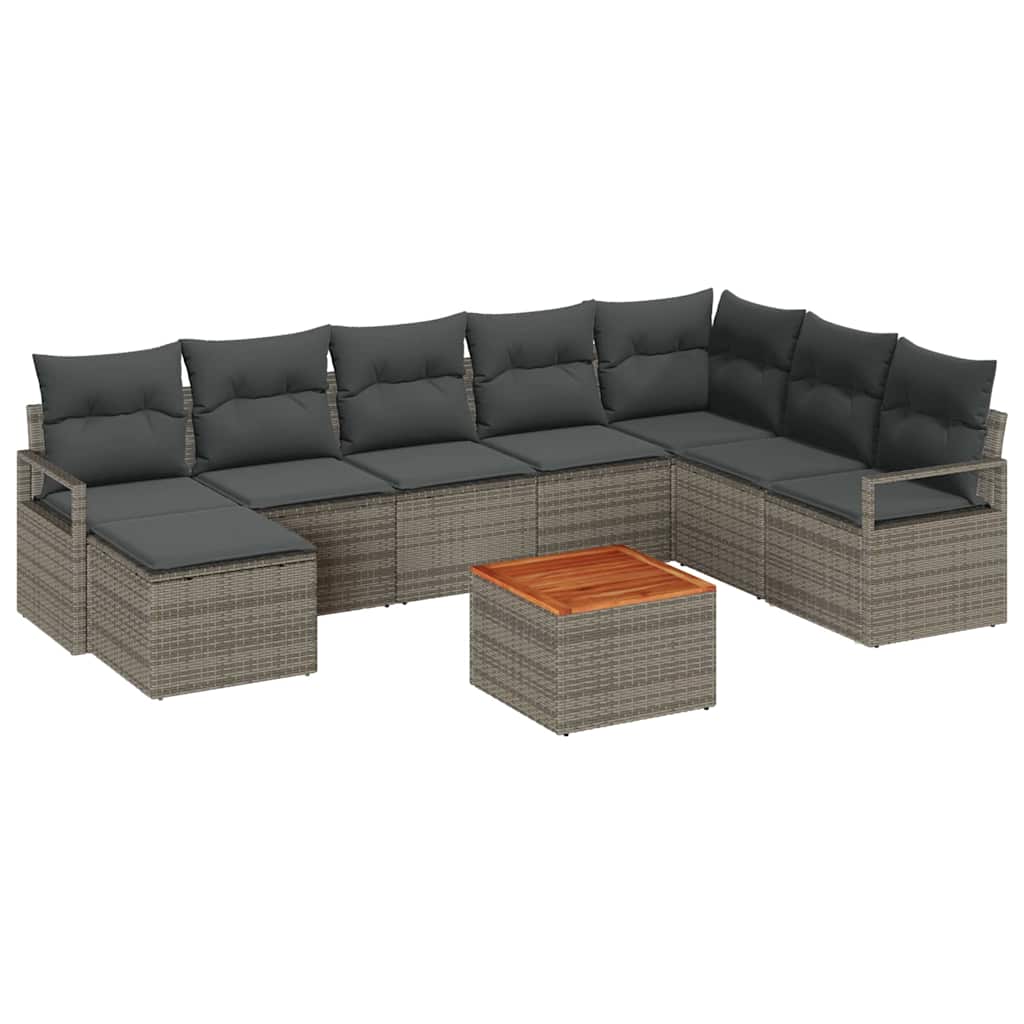 8721288366818_wbg-an-m_en_hd_6 vidaXL Garden Sofa Set 9 pcs Grey - Image 2