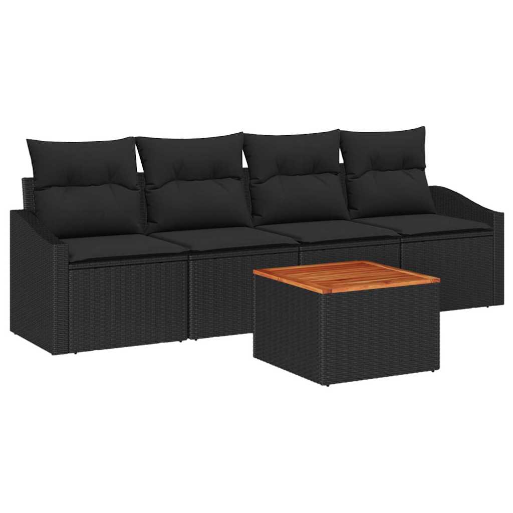 8721288367051_wbg-an-m_en_hd_4 vidaXL Garden Sofa Set 5 pcs Black - Image 2