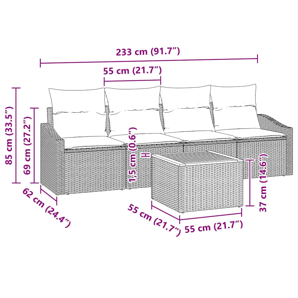 8721288367051_wbg-siz_en_hd_1 vidaXL Garden Sofa Set 5 pcs Black - Image 11