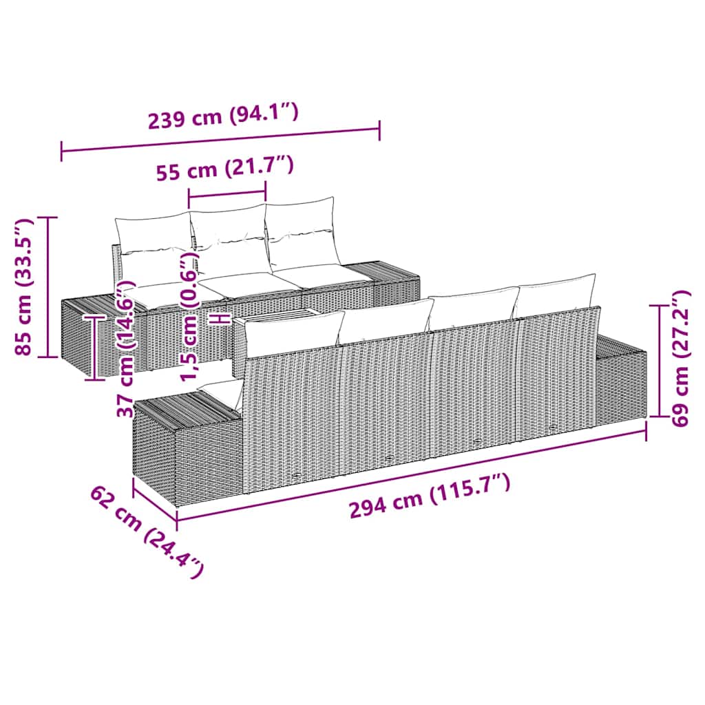 8721288368560_wbg-siz_en_hd_1 vidaXL Garden Sofa Set 8 pcs Grey - Image 9