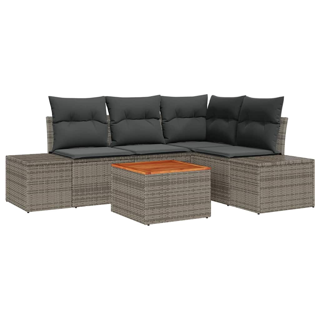 8721288368911_wbg-an-m_en_hd_5 vidaXL Garden Sofa Set 5 pcs Grey - Image 2