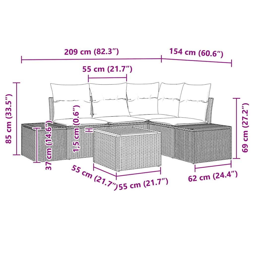 8721288368942_wbg-siz_en_hd_1 vidaXL Garden Sofa Set 5 pcs Black - Image 13