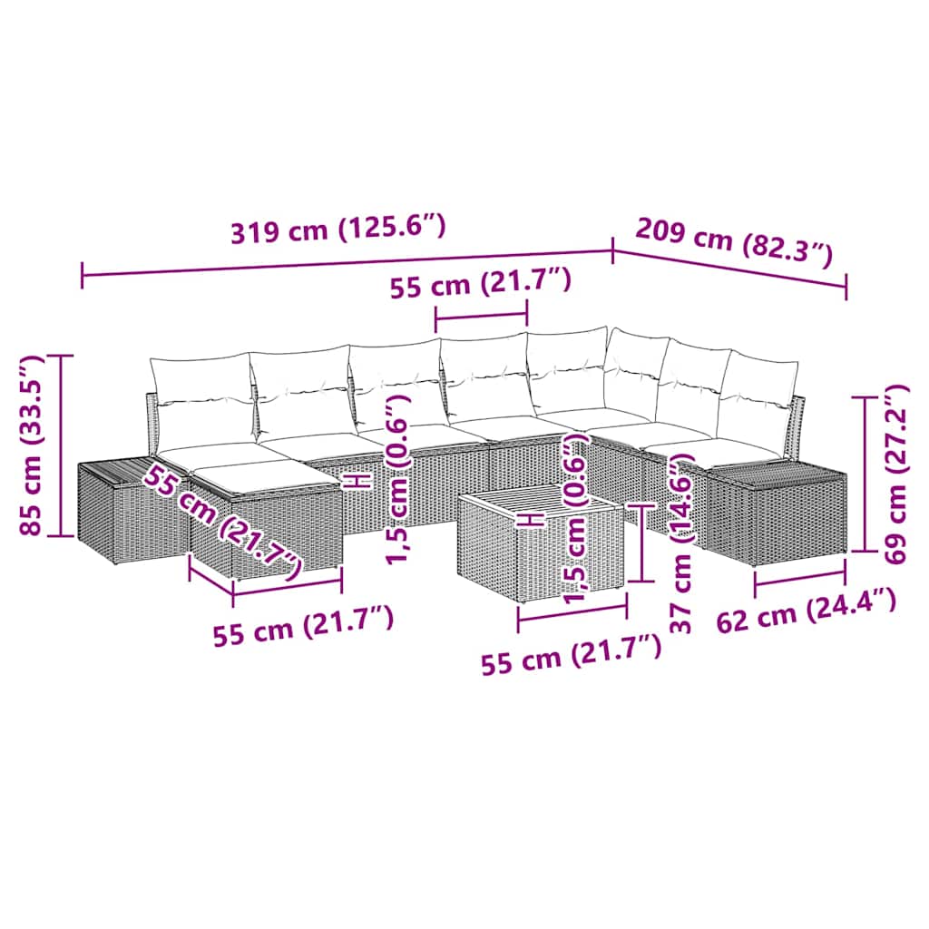 8721288369369_wbg-siz_en_hd_1 vidaXL Garden Sofa Set 9 pcs Black - Image 11