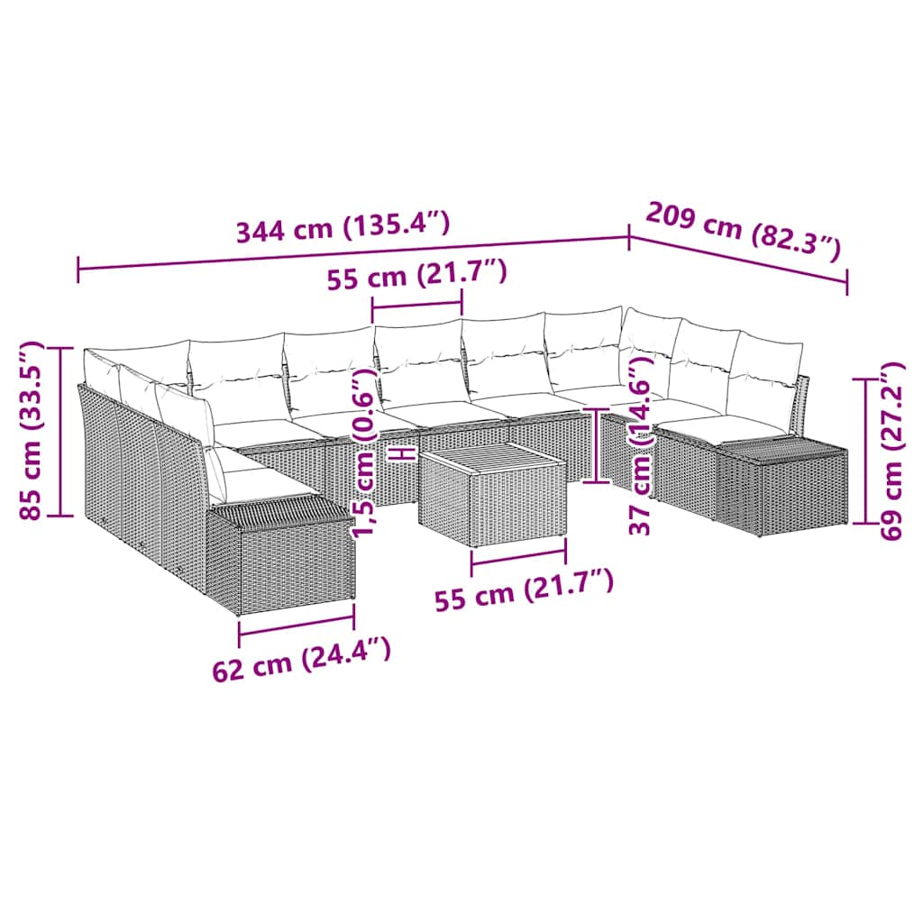 8721288369475_wbg-siz_en_hd_1 vidaXL Garden Sofa Set 11 pcs Grey - Image 13