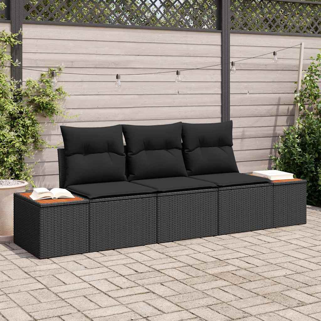 vidaXL Garden Sofa Set 3 pcs Black 239 x 62 x 85 cm Poly rattan