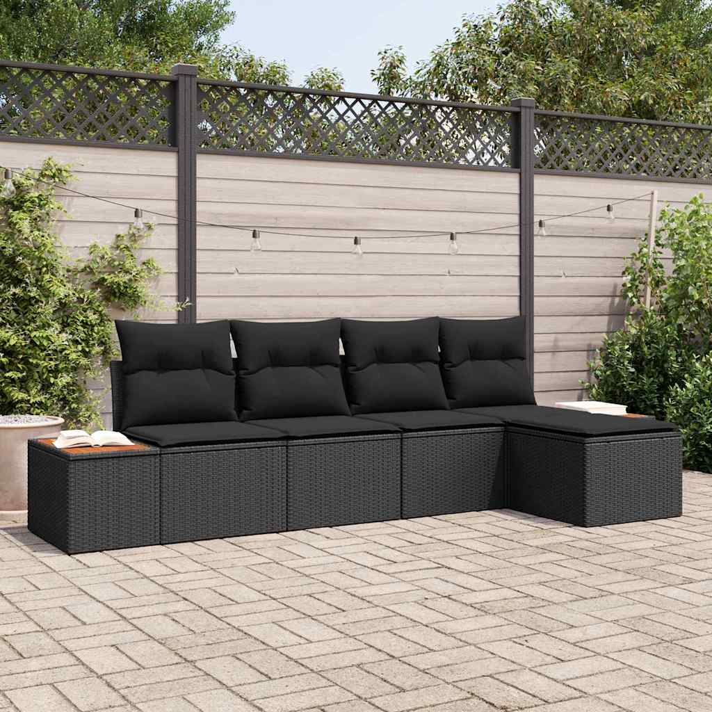 vidaXL Garden Sofa Set 5 pcs Black 184 x 62 x 85 cm Poly rattan