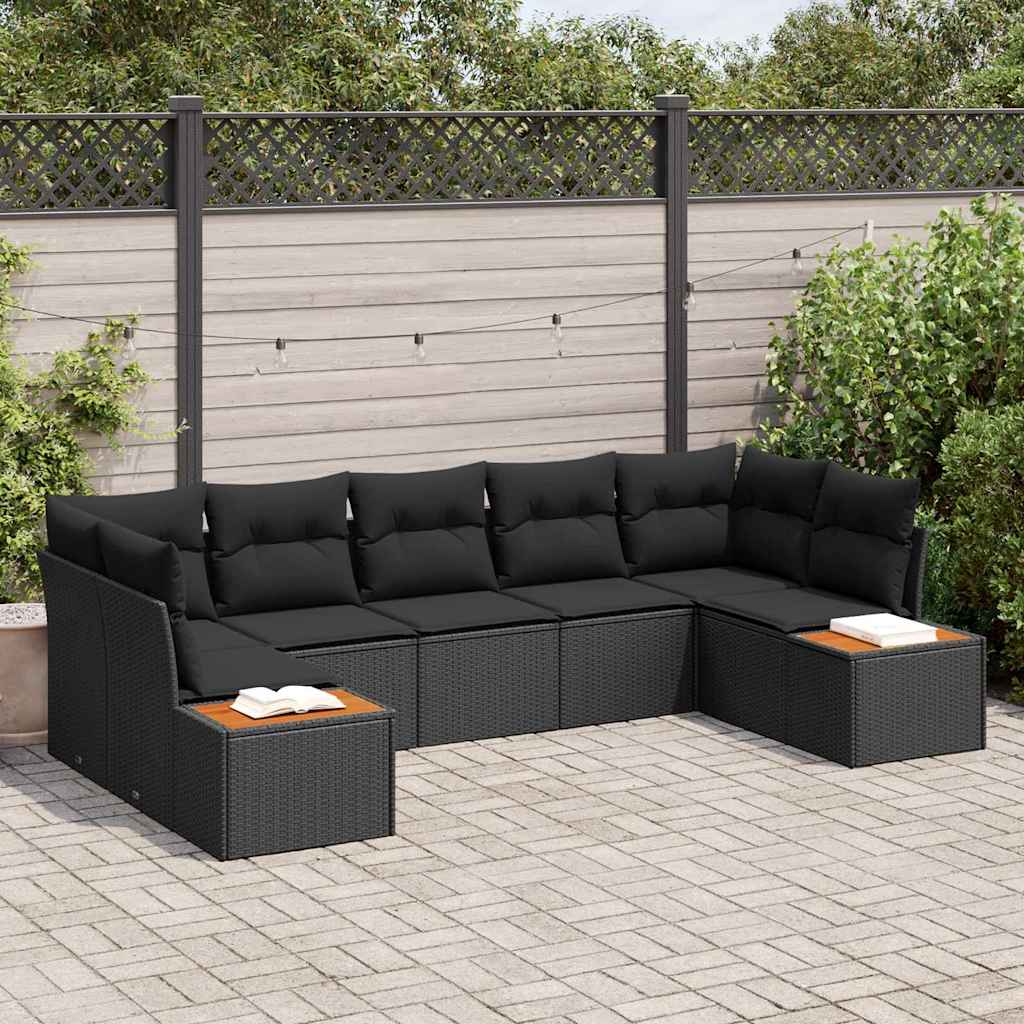 vidaXL Garden Sofa Set 7 pcs Black 289 x 154 x 85 cm Poly rattan