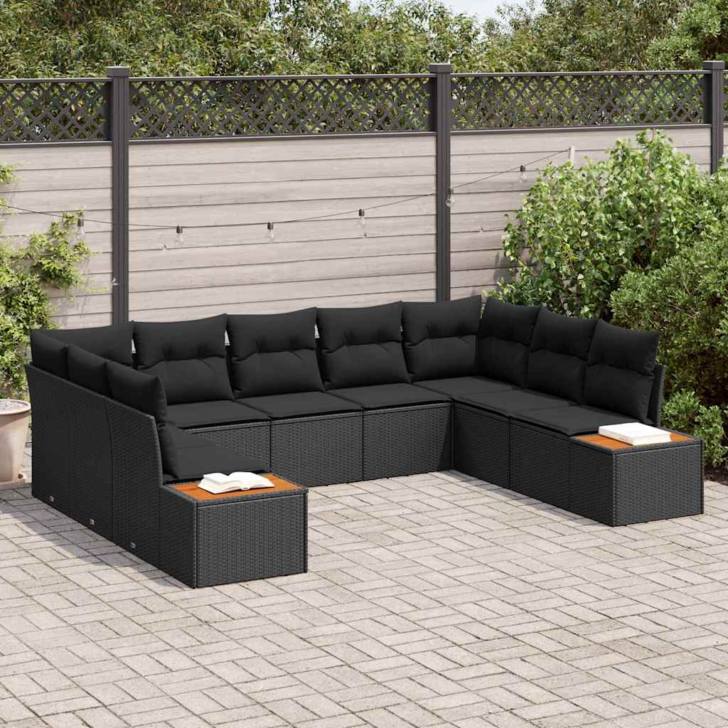 vidaXL Garden Sofa Set 5 pcs Black 289 x 209 x 85 cm Poly rattan