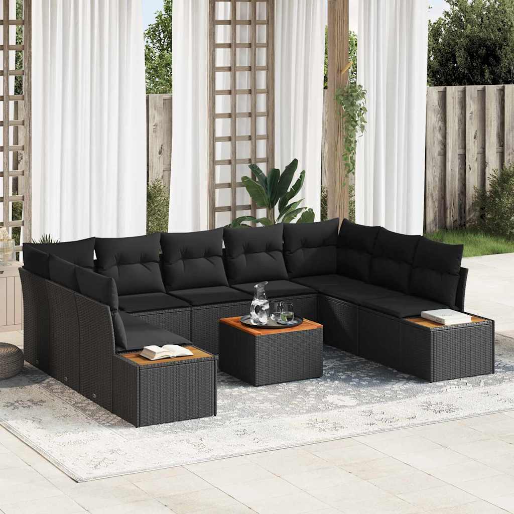 vidaXL Garden Sofa Set 6 pcs Black 289 x 209 x 85 cm Poly rattan