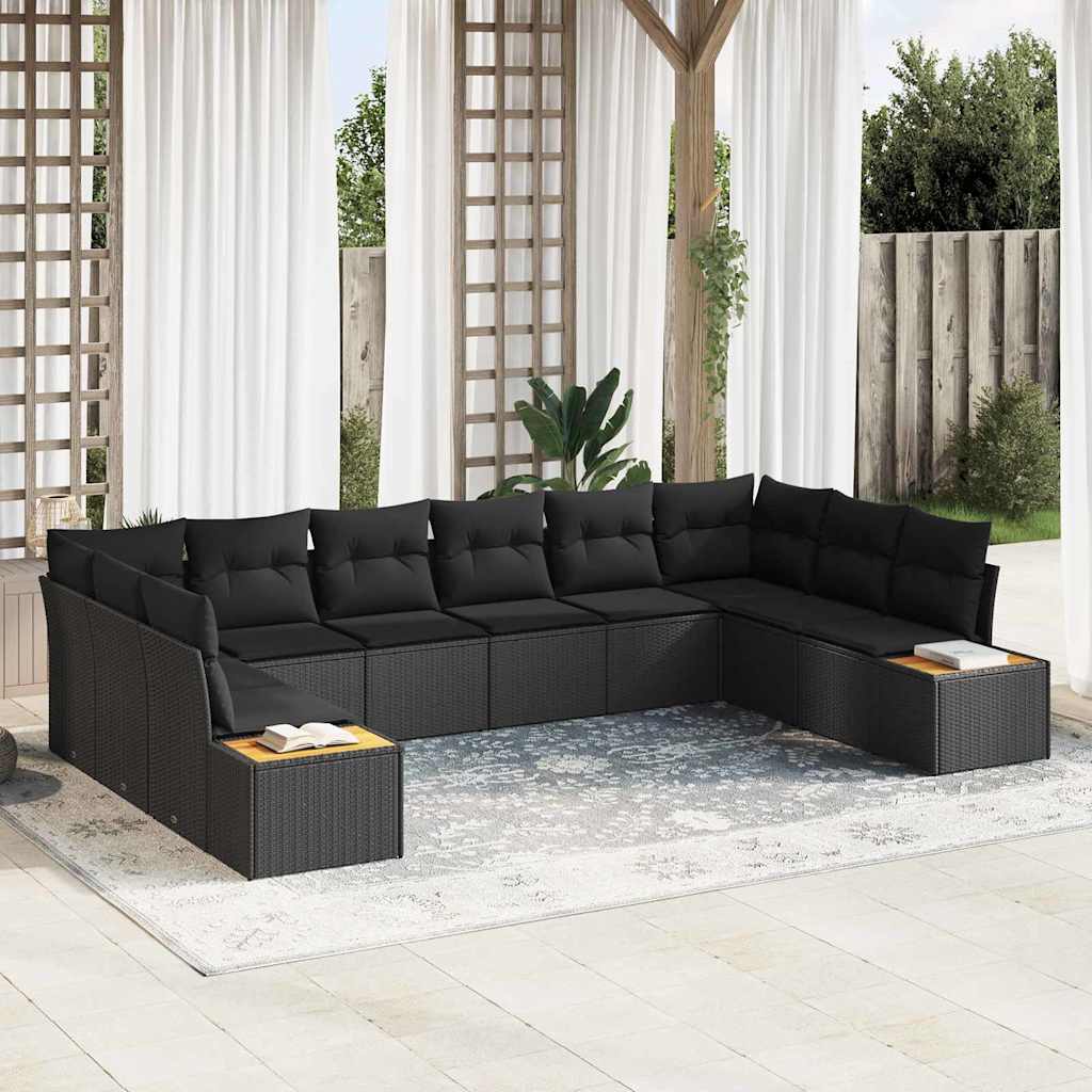 vidaXL Garden Sofa Set 10 pcs Black 344 x 209 x 85 cm Poly rattan