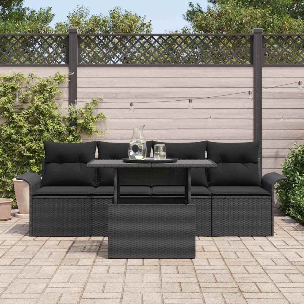 8721288371294_mo-im_en_hd_2 vidaXL Garden Sofa Set with Cushion 5 pcs Black Poly rattan - Image 3