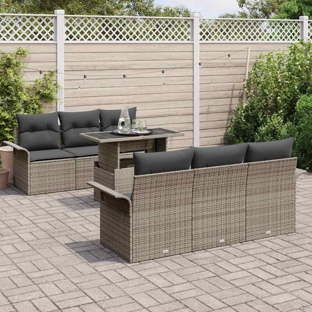 8721288371454_mo-im_en_hd_2 vidaXL Garden Sofa Set with Cushion 7 pcs Grey Poly rattan - Image 3