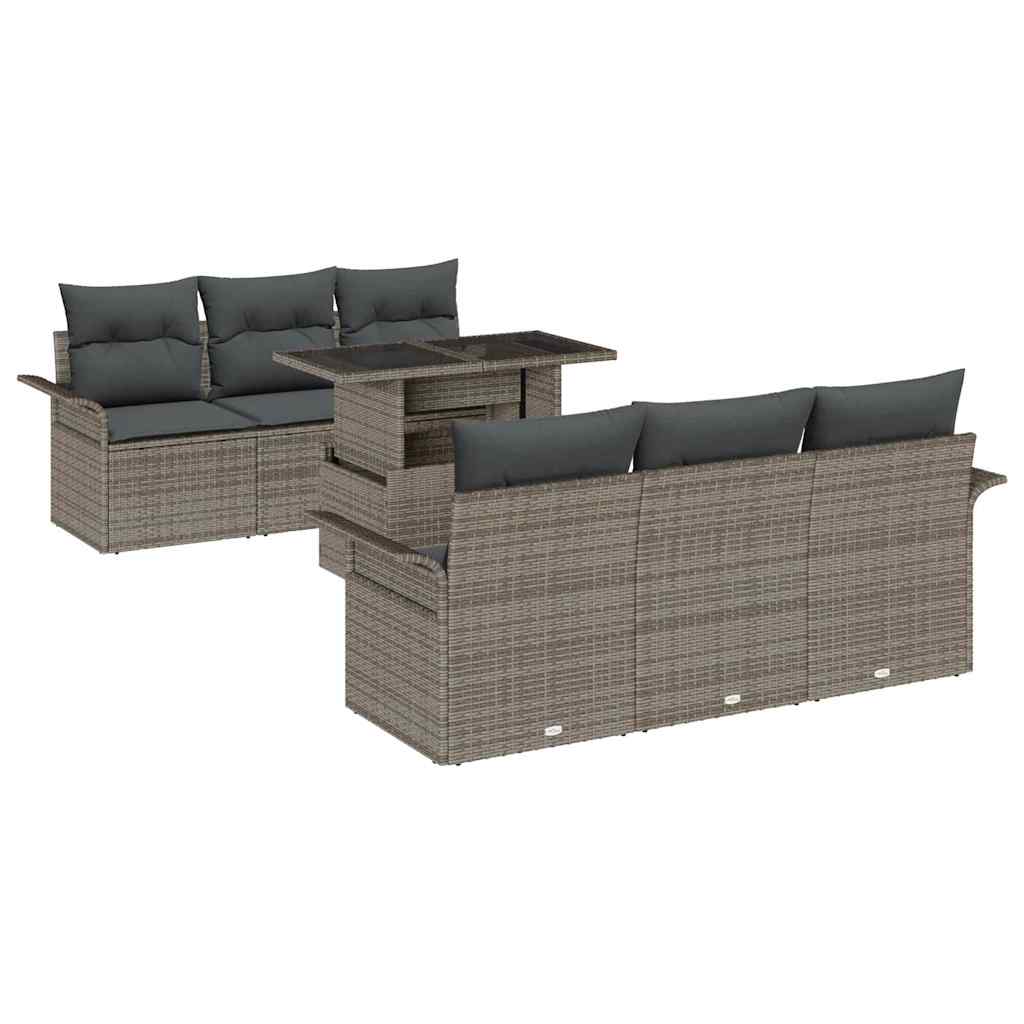 8721288371454_wbg-an-m_en_hd_4 vidaXL Garden Sofa Set with Cushion 7 pcs Grey Poly rattan - Image 2