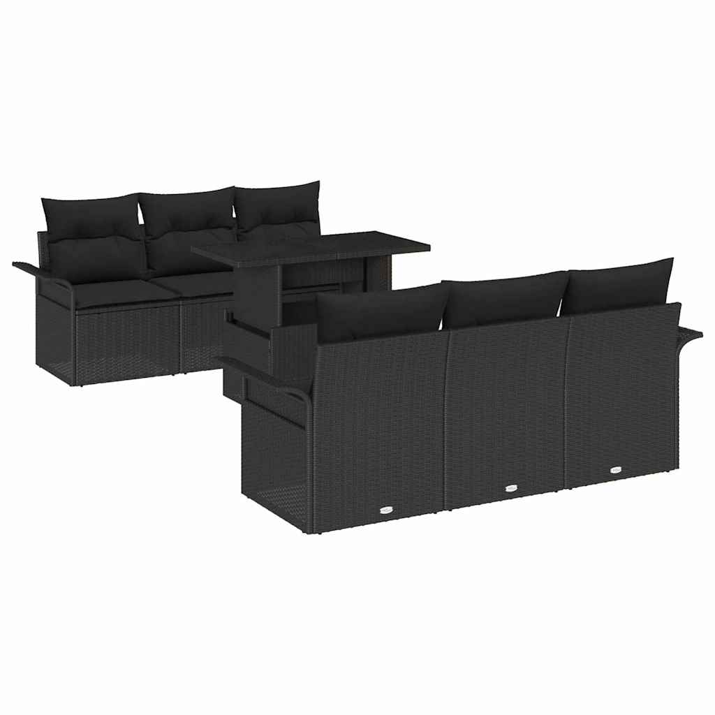 8721288371492_wbg-an-m_en_hd_4 vidaXL Garden Sofa Set with Cushion 7 pcs Black Poly rattan - Image 2