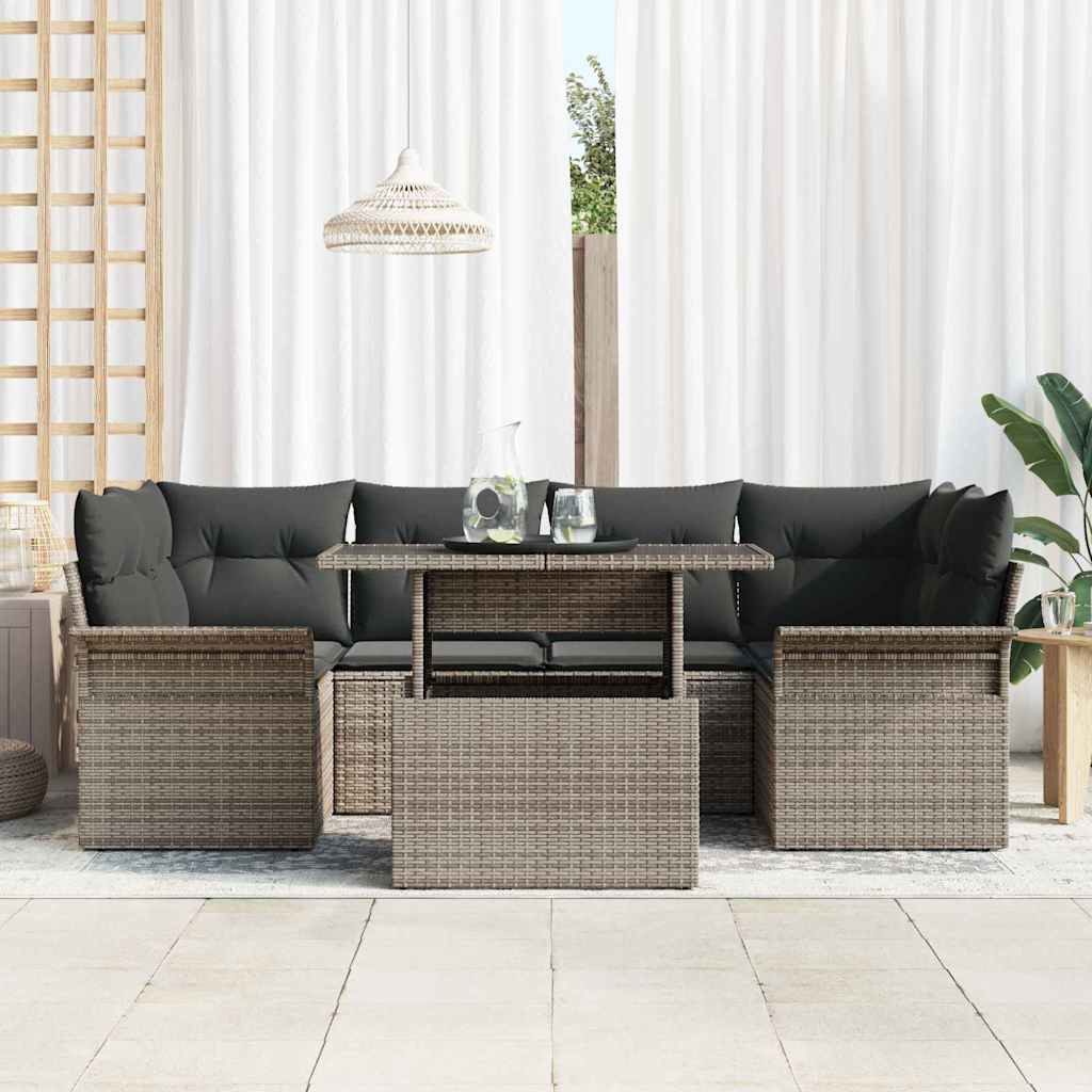 8721288371553_mo-im_en_hd_2 vidaXL Garden Sofa Set with Cushion 7 pcs Grey Poly rattan - Image 3