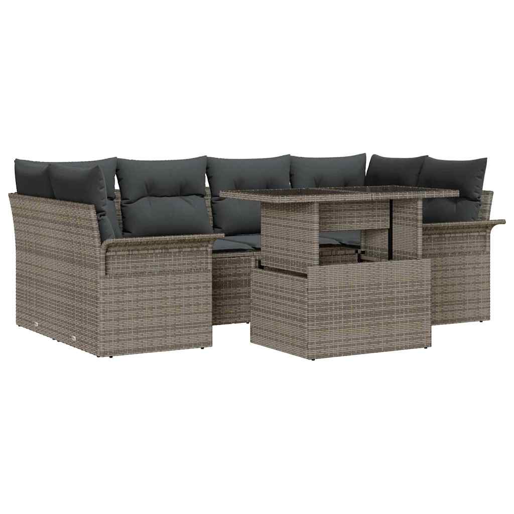 8721288371553_wbg-an-m_en_hd_5 vidaXL Garden Sofa Set with Cushion 7 pcs Grey Poly rattan - Image 2